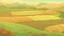 Placeholder: Rice field，Trees，Warm color palette，Animation，A lovely grasshopper，Top of the hill