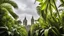 Placeholder: City of London, Big Ben, Tower Bridge, Shard, Gherkin, etc. overgrown with a jungle of banana trees, award winning photograph