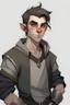 Placeholder: teen handsome half orc with gray clothing