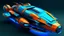 Placeholder: abbandon futuristic space ship, blue and orange collors