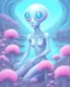 Placeholder: an ethereal alien creature with three eyes, with several extra limbs and slender composition, is i transitioning wild landscape full of flowers , highly polished, chrome airbrush style, dreamlike composition, color penciling color palette, surrealistic retro-futurism, fantasy, vintage scifi, psychedelic aesthetic, Camilla d'errica, pop surrealism, highly detailed, arthur lismet, artstation, 1960s psychedelic drawing, smooth