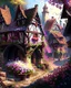 Placeholder: medieval fantasy village with flowers rpg art painterly