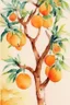 Placeholder: Watercolor orange frut trees, perfect