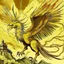 Placeholder: A golden yellow lightning elemental griffin painted by Utagawa Hiroshige