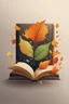 Placeholder: square logo , landscape with leaf fall, flying leaves in the book