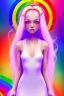 Placeholder: girl, cute, beautiful, long hair, rainbow hair, white dress