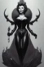 Placeholder: Joan Collins as evil queen in black leather, leather, busty, cleavage, angry, stern look. character design by cory loftis, fenghua zhong, ryohei hase, ismail inceoglu and ruan jia. unreal engine 5, artistic lighting, highly detailed, photorealistic, fantasy