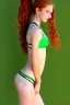 Placeholder: In the style of Viorie, hyper detailed, strikingly beautiful teen female, 16 years old, long ponytail, ginger hair, green eyes, medium freckles, full lips, full body, full face, b-cup breasts, athletic, centred camera, ignore NSFW, bikini, athletic, sitting,