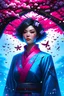 Placeholder: Origami art, highly detailed origami of a forest with small cherry blossom trees, a view of stars and space, vibrant colors, pink cheery blossom, highly detailed, high resolution, 24k, ornate, intricate, complex, digital painting, smooth, art by royo and tom bagshaw.
