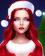 Placeholder: girl in Santa dress, close up portrait, Christmas colored hair, smiling