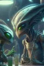 Placeholder: Alien hanging out with friends,highly detailed, artstation, sharp focus,4k