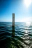 Placeholder: . A Peace Pole standing in the middle of the ocean