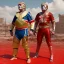 Placeholder: Realistic image of Donald trump wrestler, Mexican wrestling style, Mexican eyes wrestling mask, red and blue breeches, suspenders, retro style, 80s, vibrant color, highly detailed, sky background, concept art, unreal engine 5, god rays, ray tracing, RTX, lumen lighting, ultra detail, volumetric lighting, 3d, finely drawn, high definition, high resolution.