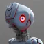 Placeholder: human,fantastic robot head, blue right eye, red left eye