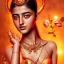 Placeholder: ananya pandey, hot rose goddess, by Mahmoud Sai, golden hour ,close up