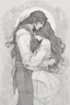 Placeholder: Dnd style, Young man hugging a woman with long hair from behind