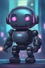 Placeholder: an app icon, that is visible even when small, off a cute little cyberpunk robot responsible for building things. The background should be uncluttered. There should be some padding around the main character