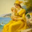 Placeholder: Neoclassicism realistic yellow cote d'azur sea woman with child