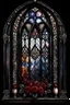 Placeholder: watercolor drawing gothic window, black lace, pearls, black roses, on a black background, Trending on Artstation ::{creative commons}:: I:: Color Grading:: Filmic, Nikon D750, Brenizer Method, Perspective, Depth of Field, F/2.8, Lens Flare, Tonal Colors, 8K, Full-HD, ProPhoto RGB, Perfectionism, Rim Lighting, Natural Lighting, Soft Lig, a pretty woman non front of it