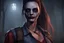 Placeholder: Generate a prety woman with a theme from dead by daylight with a SUBSCRIBE message WRITTEN SUBSCRIBE in the fking image.