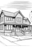 Placeholder: Outline art, simple House exterior design, car, cartoon style, thick lines, low details, --ar 9:11