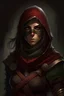 Placeholder: dnd, fantasy, high resolution, portrait, cultist evil rogue female with mask, looting