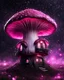 Placeholder: An illogically floating mushroom house on a clear night. white pink black, Stars Dark cosmic interstellar. Detailed Matte Painting, deep color, fantastical, intricate detail, splash screen, hyperdetailed, insane depth, concept art, 8k resolution, trending on Artstation, Unreal Engine 5, color depth, backlit, splash art, dramatic, High Quality Whimsical Fun Imaginative Bubbly, perfect composition