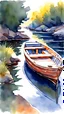 Placeholder: watercolor painting of a boat , pen line sketch and watercolor painting ,Inspired by the works of Daniel F. Gerhartz, with a fine art aesthetic and a highly detailed, realistic style