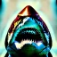 Placeholder: Great White Shark oil on canvas portrait , perfect composition, perfect anatomy, perfect contrast, intrincate detail, with two eyes, only one mouth, intense stare, realistic image, high resolution 8k, by Caravaggio