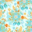 Placeholder: African fabric pattern, in the style of pastel light blue and light orange, with intricate floral arrangements, light baby blue and light orange, detailed foliage, pointillist florals, digitally enhanced, transparent background