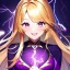 Placeholder: 8k, Girl, high quality, detailed, golden hair, purple eyes, beautiful lighting, vibrant colors, laughing, lightning magic