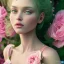 Placeholder: fairy, pink, green, beautiful, hyperrealism, masterpiece, expert, cinematic lighting, sharp focus, 8K, pastel, macro lens, woman, detailed, flower, legs, symmetric face