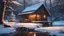 Placeholder: winter, (best quality:1.5), (intricate emotional details:1.5), (sharpen details), (ultra detailed), (cinematic lighting), peaceful shack on the side of a river, empty chair with a fishing pole beside it, anime style