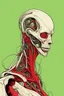 Placeholder: A creature half human half machine Busch painting style thine line draw