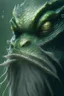 Placeholder: frog-like face, a long beard, scaly gray-green skin, and the tail of a large fish Demon,highly detailed, digital painting, artstation, concept art, smooth, sharp focus, blur, short focal length, illustration, art by artgerm