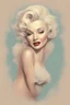 Placeholder: old illustration of marilyn monroe, style of Chris Sanders, pastel colors
