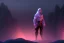 Placeholder: dark elf man, drizzt, pink eye, fantasy, forest, sunset, mystic, fog render unreal, cave exit, mountain, 2 scimitars, big landscape, green coat