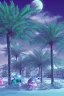 Placeholder: 1980's vaporwave aesthetic palm trees in Christmas winter