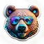 Placeholder: sticker on white background, 3d Head of a Bear with glasses, psychedelic, octane render, unreal engine 5, DMT art, funny, smiling