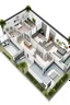Placeholder: Planos arquitectónicos de casa con concepto de camaleón con 3 recamaras con baño y armario, una recamara principal, cocina, sala, lavadero, tendedero, bodega, alacena, cochera, terraza, piscina, medio baño y sala de juegos