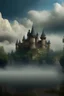 Placeholder: create a backround of a castle with clouds around it slowly darkening as they go closer to the castle and a river in the middle