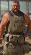 Placeholder: full figure shot photography of two turkish dirty burly construction workers chubby sweat 55 years old in tank top, safety vest, manly chest ,in queue on a sidewalk,, photorealistic, sunlight, summer, ambient occlusion