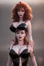 Placeholder: Christina Hendricks as evil queen in black leather gown, feminie, angry, stern look on her face, volouptous, busty, cleavage, emperious, mature, style of frank miller sin city, unreal 5, octane render,cinema4d, dynamic lighting, dramatic lighting, 4k, redshift render, highly detailed, hyper realistic, inside dungeon