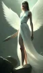 Placeholder: girl, cute, beautiful, angel, long white dress, portrait by Greg Rutkowski