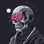 Placeholder: 8 bit pixelart cyberpunk skull,servitor, Comic style