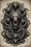 Placeholder: A hydra, its seven heads, each one brimming with malevolence, writhe and strain against the chains that hold them captive. Six of the heads, chained tightly, restrict the hydra's movements. But the seventh head unchained looms above the others.