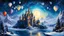 Placeholder: acrylic illustration, acrylic paint, oily sketch, winter, epic fantasy castle, official art, official wallpaper, surreal, floating islands:1.1, detailed landscape:1.1, magic in the air:1.1, stardust:1.1, night sky, whimsical atmosphere:1.1, dreamlike world:1.1, baloons moonlight:1.1, enchanted forest, wisdom:1.1, powerful energy:1.1, guardian angels:1.1, peaceful:1.1