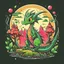 Placeholder: /**cute dragon i forest down moon, tshirt design, space fantasy, vector, 2d --style raw** Aspect Ratio: Portrait (2:3)