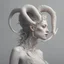 Placeholder: create a woman with horns on her head, inspired by Karol Bak, zbrush central contest winner, figurative art, beeple. hyperrealism, portrait of an alien, ram horns, side profile artwork, trending on deviantarthq”, jessica rossier and brian froud, 3 d clay figure, realism | beeple, sculpture of a woman