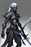 Placeholder: Drow elf with a great sword and leather armor